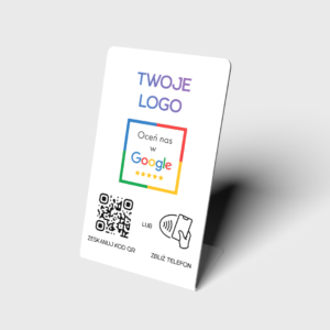 Stojak NFC z nadrukiem i kodem QR